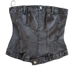 Zara Black Denim Corset Top